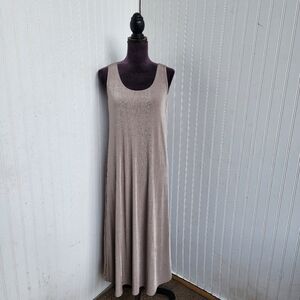 JOSTAR DRESS Beige Liquid Knit Slinky Tank Maxi Dress POLY SPANDEX KNIT Sz S